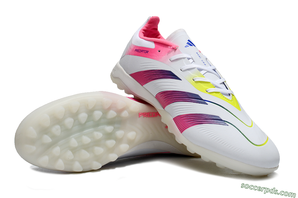 Adidas Predator 24 Elite TF Low-Tops Football Shoes - White/Pink/Blue/Yellow 3