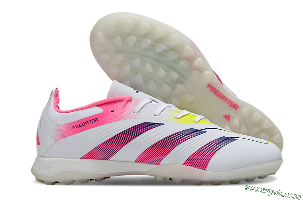 Adidas Predator 24 Elite TF Low-Tops Football Shoes - White/Pink/Blue/Yellow 1