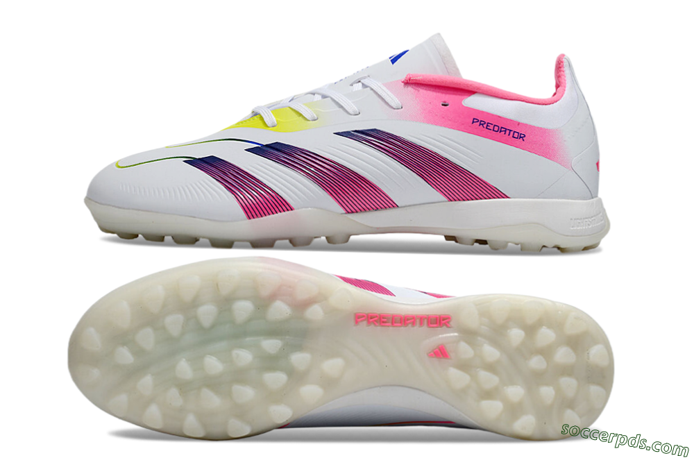 Adidas Predator 24 Elite TF Low-Tops Football Shoes - White/Pink/Blue/Yellow 0