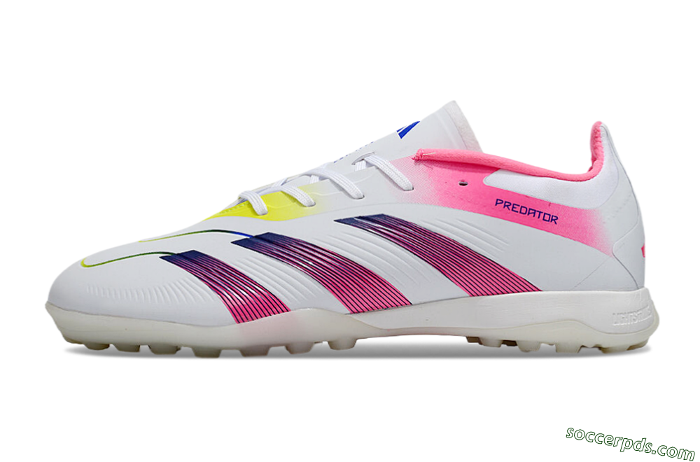 Adidas Predator 24 Elite TF Low-Tops Football Shoes - White/Pink/Blue/Yellow 2