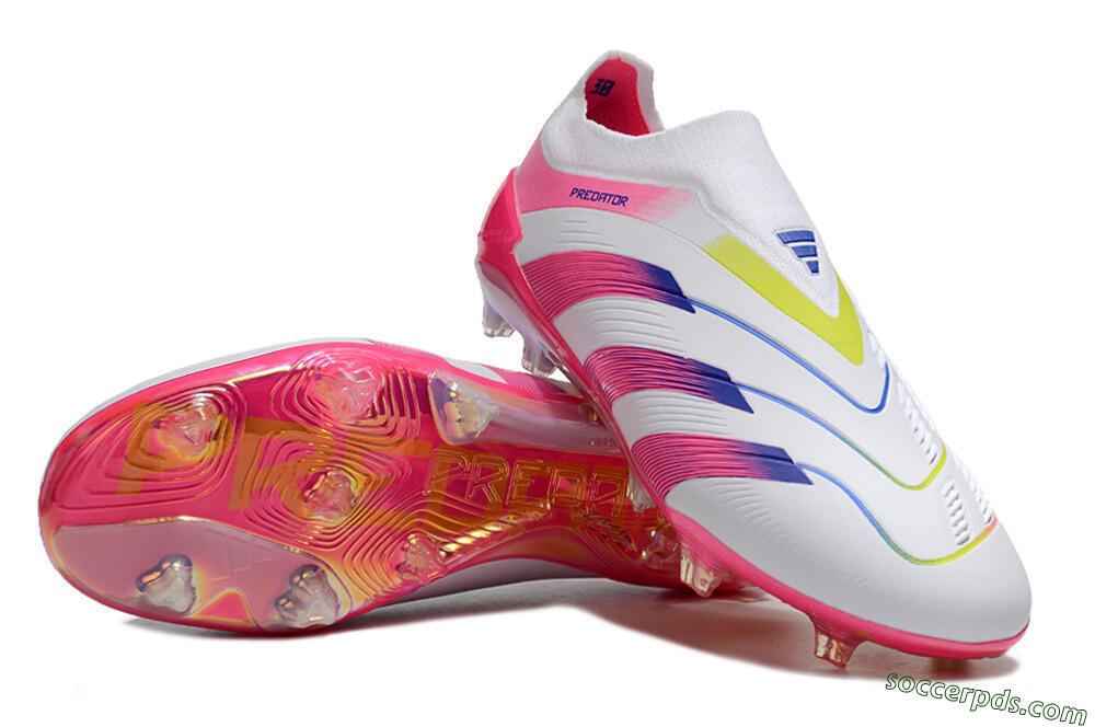 Adidas Predator Accuracy+ Laceless FG Low-Tops Football Boots - White/Pink/Blue/Yellow 3