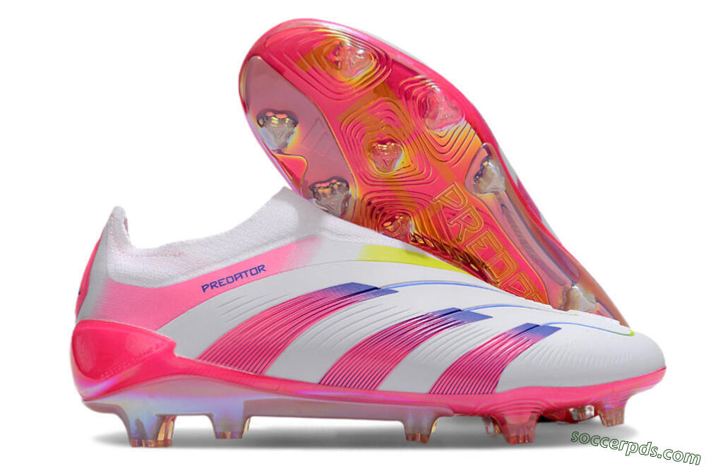 Adidas Predator Accuracy+ Laceless FG Low-Tops Football Boots - White/Pink/Blue/Yellow 1