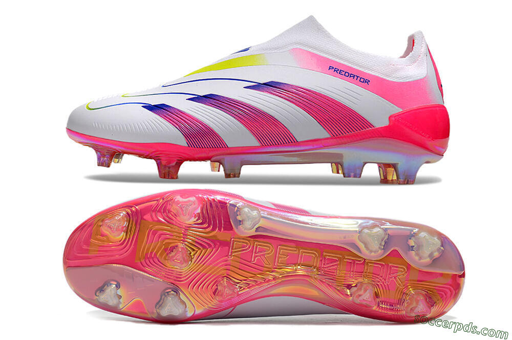 Adidas Predator Accuracy+ Laceless FG Low-Tops Football Boots - White/Pink/Blue/Yellow 0