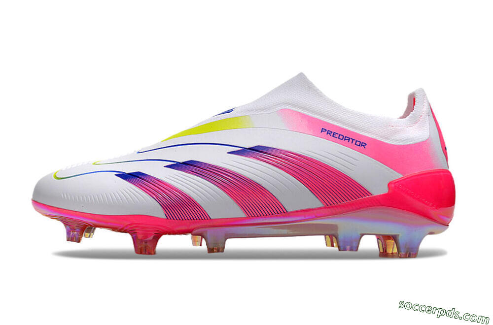 Adidas Predator Accuracy+ Laceless FG Low-Tops Football Boots - White/Pink/Blue/Yellow 2