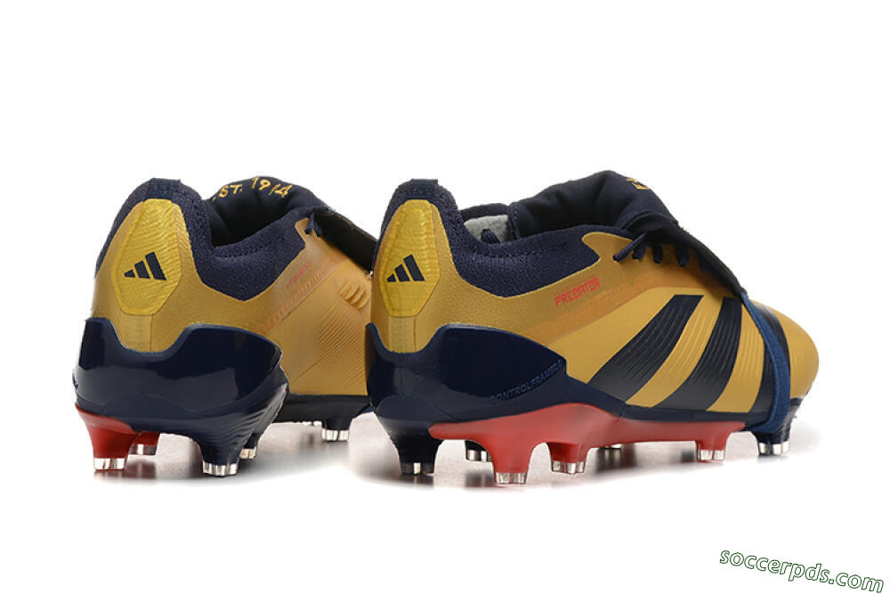 Adidas Predator Elite Foldover Tongue FG Low-Tops Football Boots - Gold/Blue/Red 9