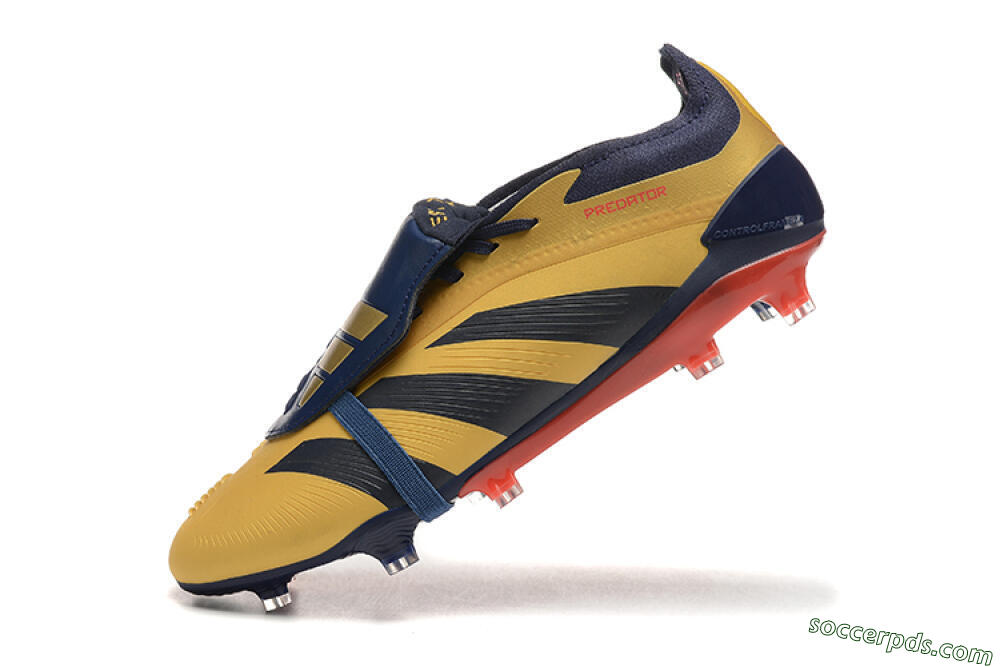 Adidas Predator Elite Foldover Tongue FG Low-Tops Football Boots - Gold/Blue/Red 8