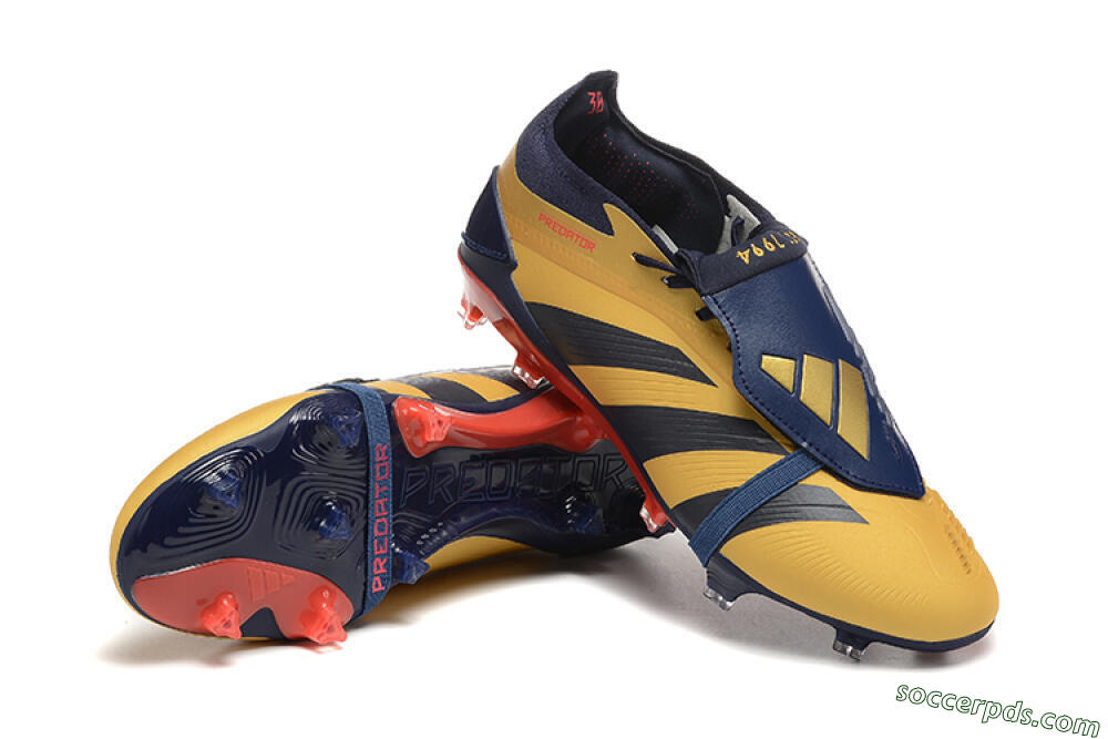 Adidas Predator Elite Foldover Tongue FG Low-Tops Football Boots - Gold/Blue/Red 4