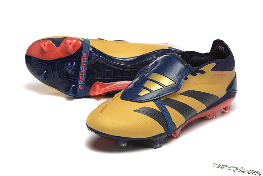 Adidas Predator Elite Foldover Tongue FG Low-Tops Football Boots - Gold/Blue/Red 3