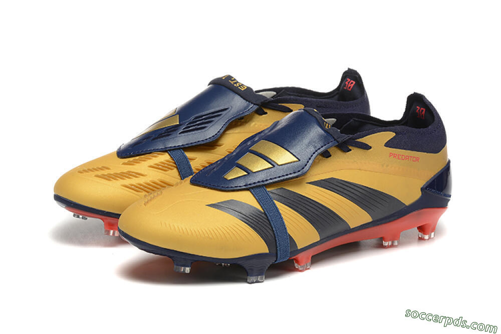 Adidas Predator Elite Foldover Tongue FG Low-Tops Football Boots - Gold/Blue/Red 5