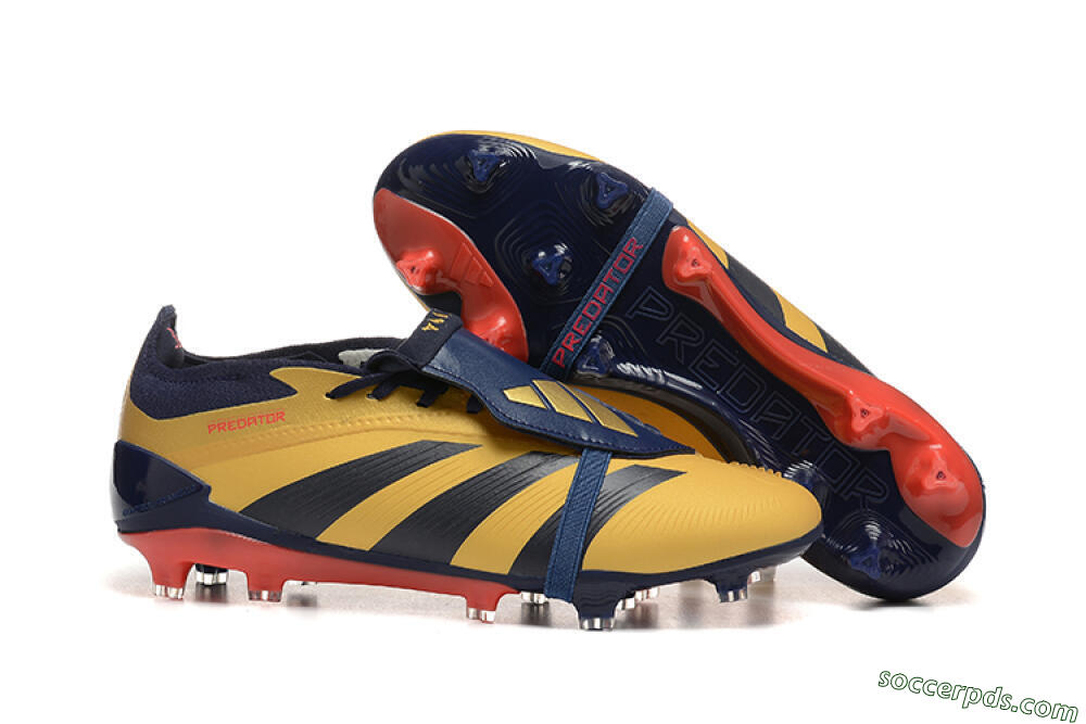 Adidas Predator Elite Foldover Tongue FG Low-Tops Football Boots - Gold/Blue/Red 1