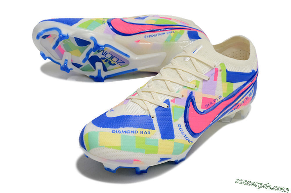 Nike Air Zoom Mercurial Vapor 15 Elite FG Low-Tops Football Boots - Beige/Blue/Yellow/Pink 3