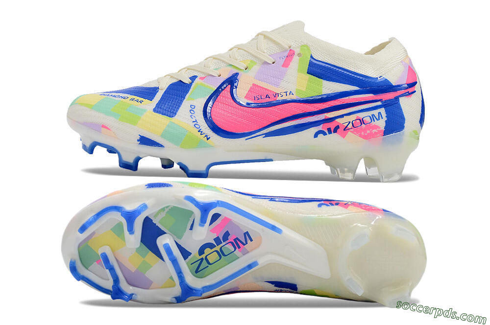 Nike Air Zoom Mercurial Vapor 15 Elite FG Low-Tops Football Boots - Beige/Blue/Yellow/Pink 0