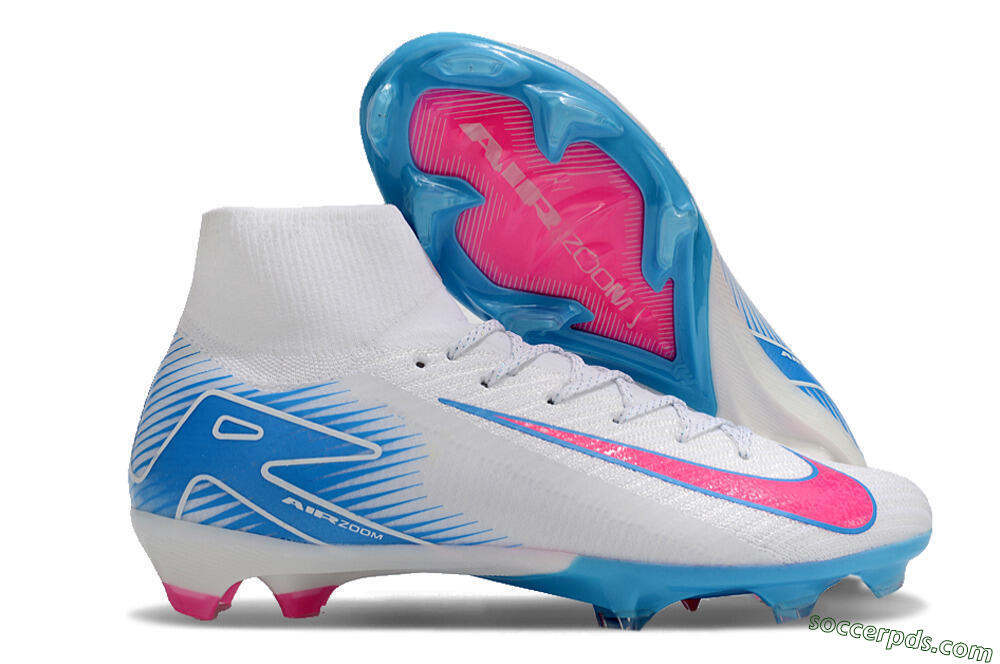Nike Air Zoom Mercurial Superfly 10 Elite FG High-Tops Football Boots - White/Pink/Blue 1