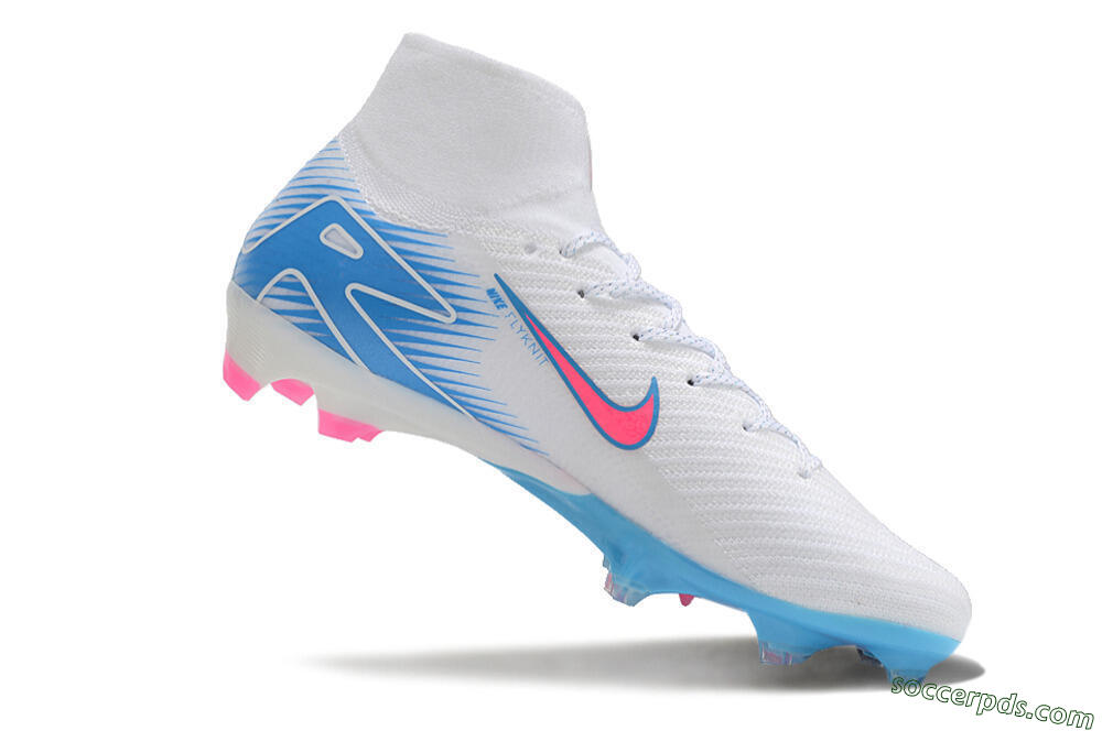 Nike Air Zoom Mercurial Superfly 10 Elite FG High-Tops Football Boots - White/Pink/Blue 4