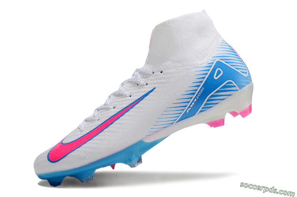 Nike Air Zoom Mercurial Superfly 10 Elite FG High-Tops Football Boots - White/Pink/Blue 5