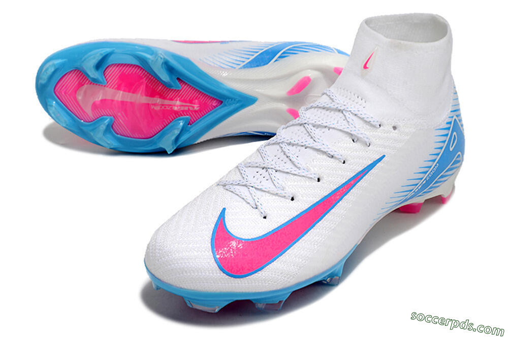 Nike Air Zoom Mercurial Superfly 10 Elite FG High-Tops Football Boots - White/Pink/Blue 3