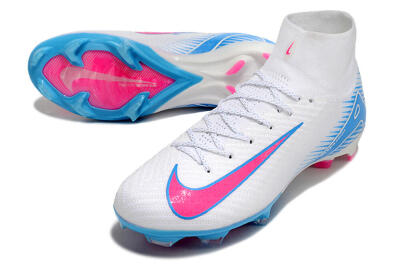 Nike Air Zoom Mercurial Superfly 10 Elite FG High-Tops Football Boots - White/Pink/Blue