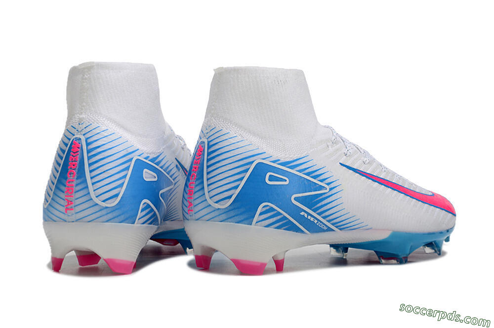 Nike Air Zoom Mercurial Superfly 10 Elite FG High-Tops Football Boots - White/Pink/Blue 6
