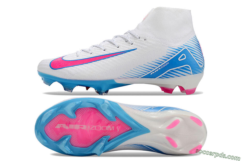 Nike Air Zoom Mercurial Superfly 10 Elite FG High-Tops Football Boots - White/Pink/Blue 0