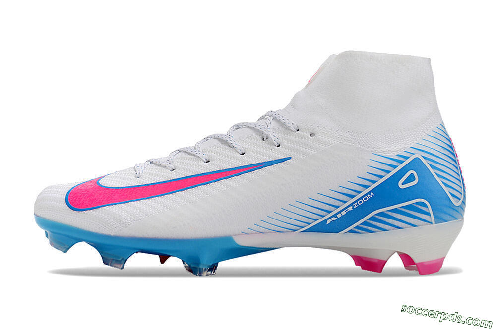 Nike Air Zoom Mercurial Superfly 10 Elite FG High-Tops Football Boots - White/Pink/Blue 2