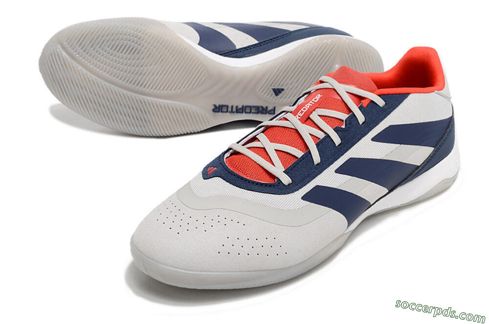 Adidas Predator 24 Elite IC Low-Tops Football Shoes - Grey/Blue/Red 3