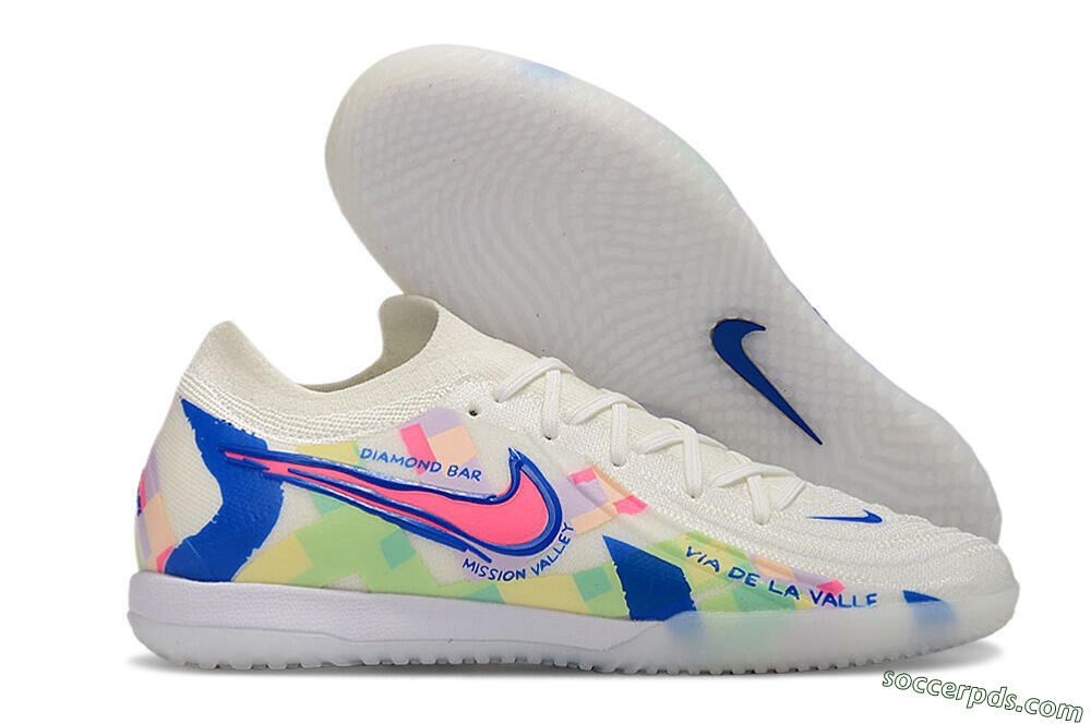 Nike Phantom GX 2 Elite IC Low-Tops Football Shoes - Beige/Blue/Yellow/Pink 1