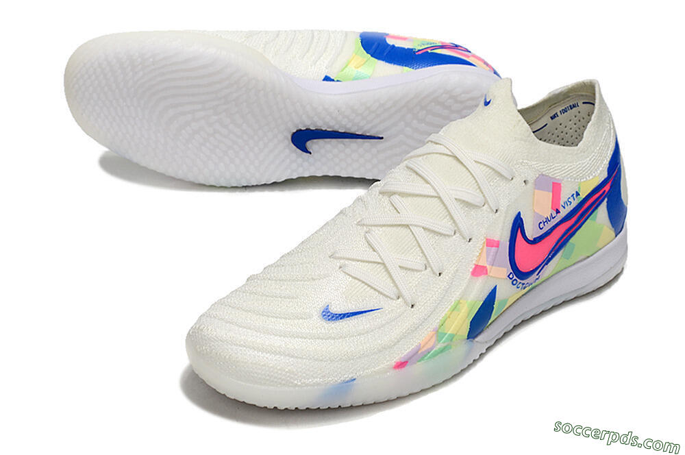 Nike Phantom GX 2 Elite IC Low-Tops Football Shoes - Beige/Blue/Yellow/Pink 3