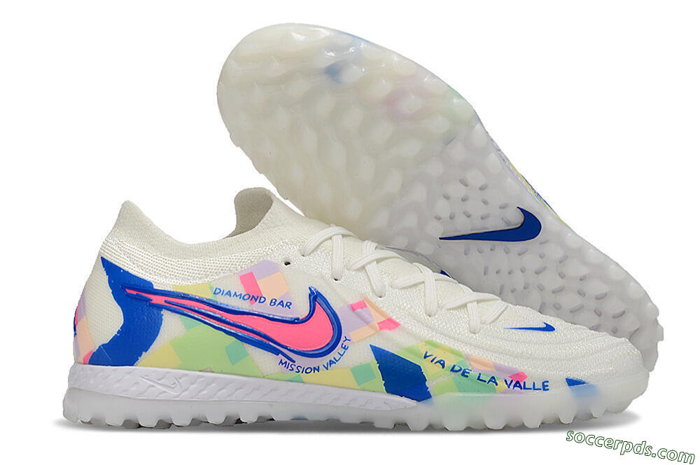 Nike Phantom GX 2 Elite TF Low-Tops Football Shoes - Beige/Blue/Yellow/Pink 1