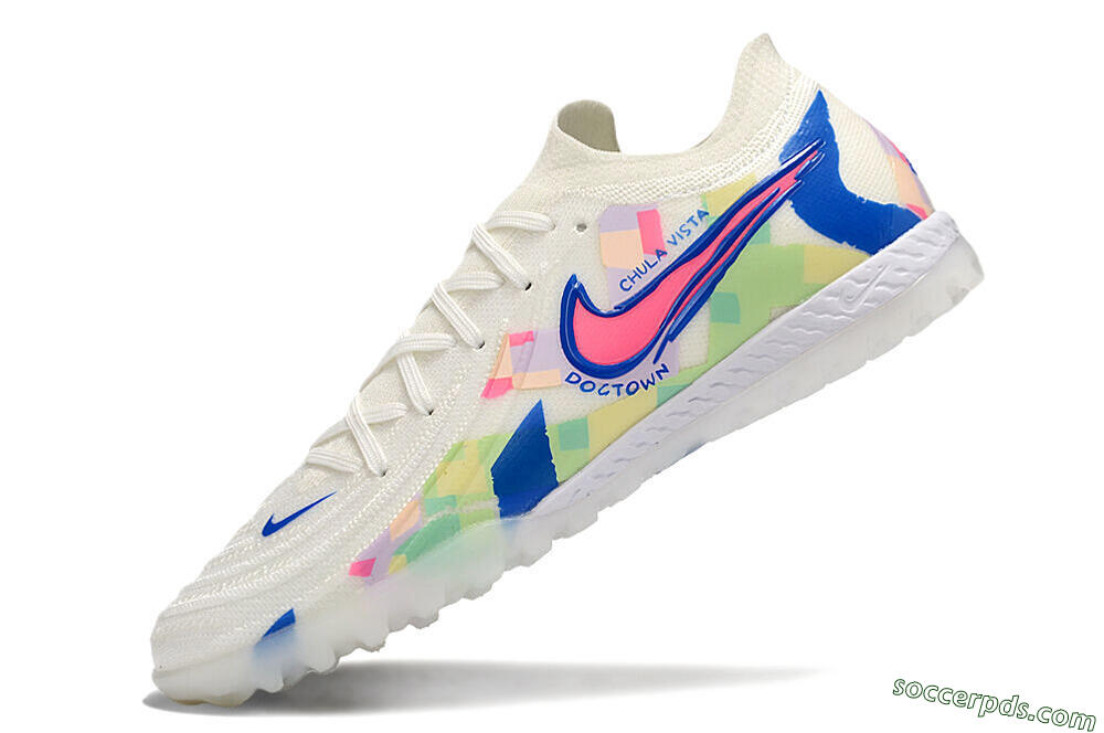 Nike Phantom GX 2 Elite TF Low-Tops Football Shoes - Beige/Blue/Yellow/Pink 5