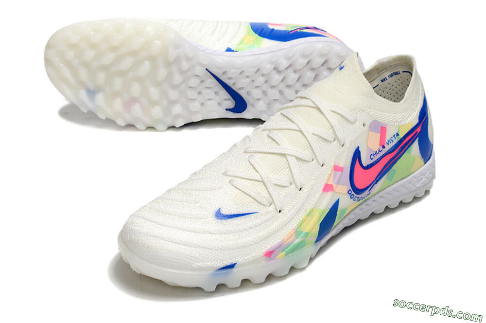 Nike Phantom GX 2 Elite TF Low-Tops Football Shoes - Beige/Blue/Yellow/Pink 3
