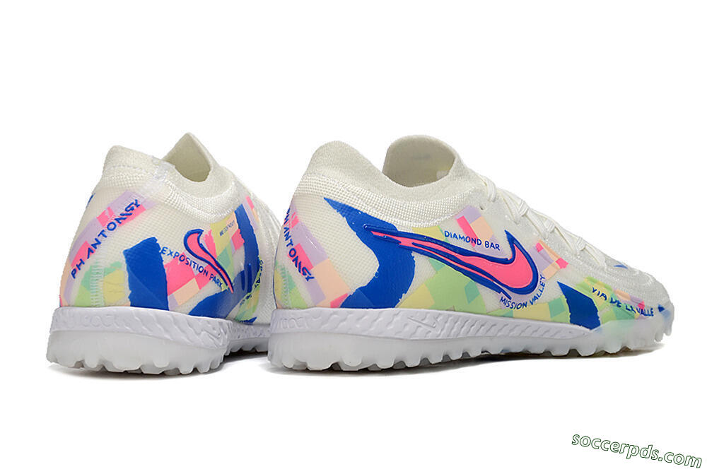 Nike Phantom GX 2 Elite TF Low-Tops Football Shoes - Beige/Blue/Yellow/Pink 6
