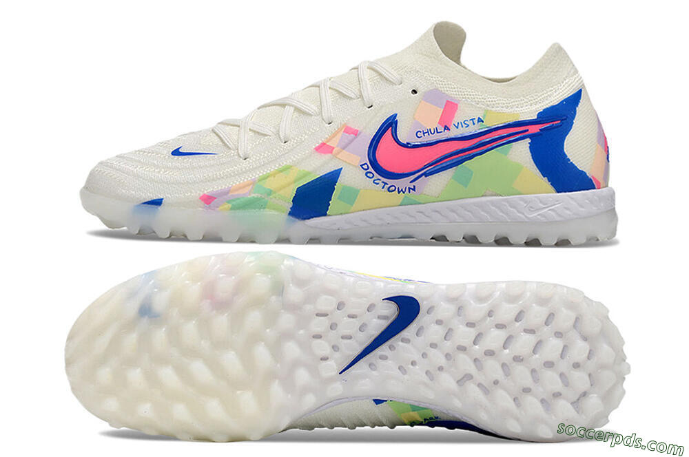 Nike Phantom GX 2 Elite TF Low-Tops Football Shoes - Beige/Blue/Yellow/Pink 0