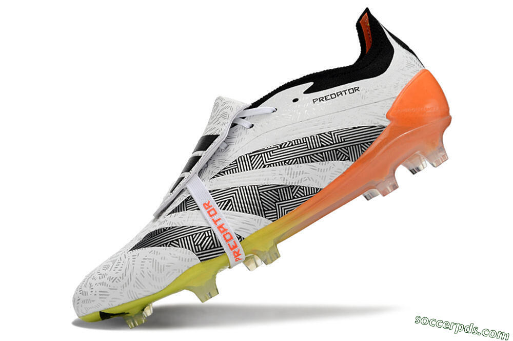 Adidas Predator Elite Foldover Tongue FG Low-Tops Football Boots - White/Black/Orange/Yellow 5