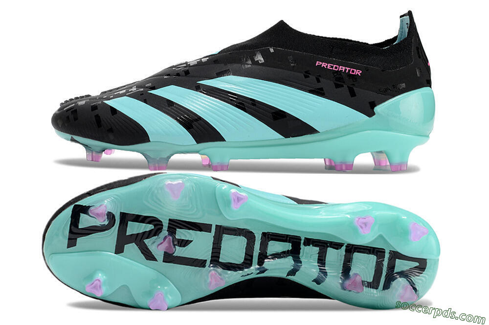 Adidas Predator+ Elite Laceless FG Low-Tops Football Boots - Black/Jade/Pink 0