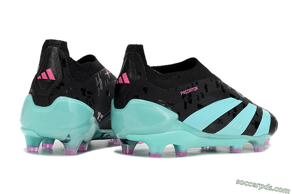 Adidas Predator+ Elite Laceless FG Low-Tops Football Boots - Black/Jade/Pink 6