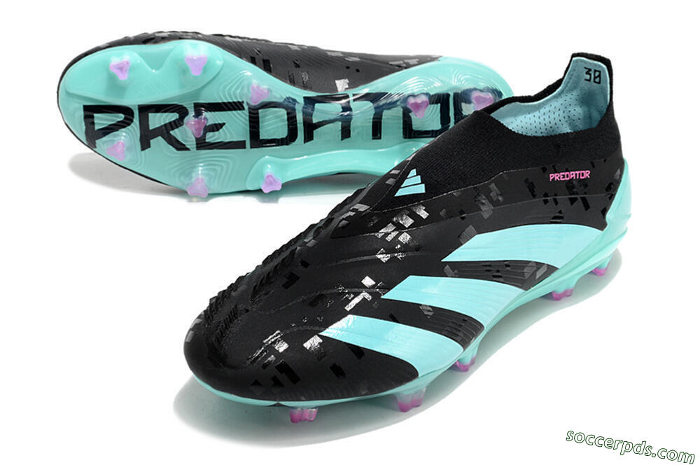 Adidas Predator+ Elite Laceless FG Low-Tops Football Boots - Black/Jade/Pink 3