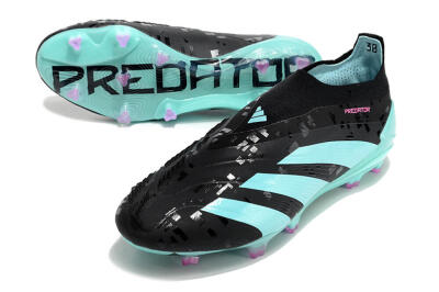 Adidas Predator+ Elite Laceless FG Low-Tops Football Boots - Black/Jade/Pink