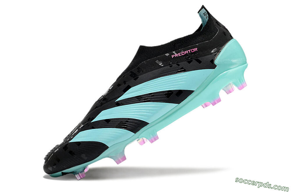 Adidas Predator+ Elite Laceless FG Low-Tops Football Boots - Black/Jade/Pink 5