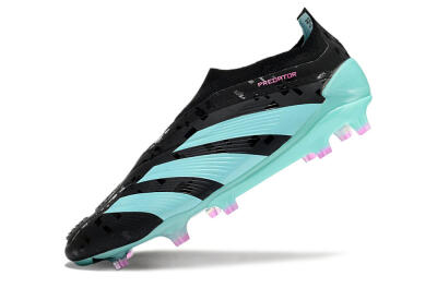 Adidas Predator+ Elite Laceless FG Low-Tops Football Boots - Black/Jade/Pink