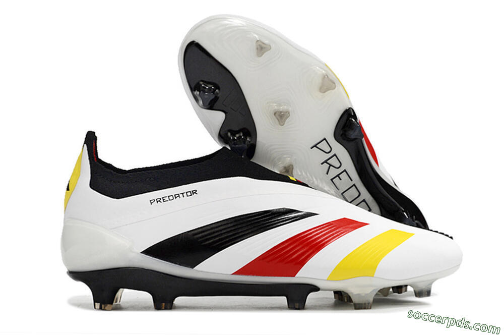 Adidas Predator+ Elite Laceless FG Low-Tops Football Boots - White/Yellow/Red/Black 1