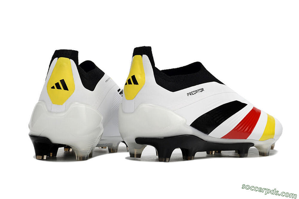 Adidas Predator+ Elite Laceless FG Low-Tops Football Boots - White/Yellow/Red/Black 6