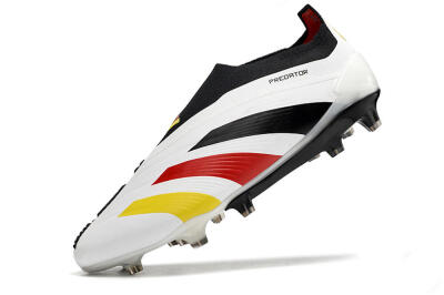 Adidas Predator+ Elite Laceless FG Low-Tops Football Boots - White/Yellow/Red/Black
