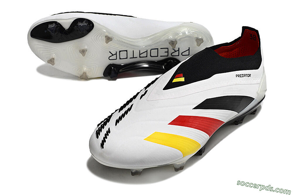 Adidas Predator+ Elite Laceless FG Low-Tops Football Boots - White/Yellow/Red/Black 3