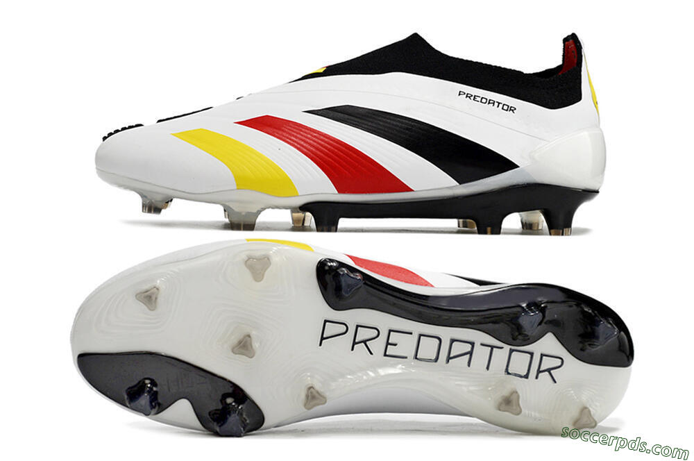 Adidas Predator+ Elite Laceless FG Low-Tops Football Boots - White/Yellow/Red/Black 0