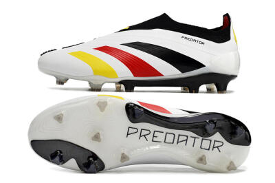 Adidas Predator+ Elite Laceless FG Low-Tops Football Boots - White/Yellow/Red/Black