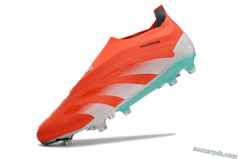 Adidas Predator+ Elite Laceless FG Low-Tops Football Boots - Red/White/Jade 5