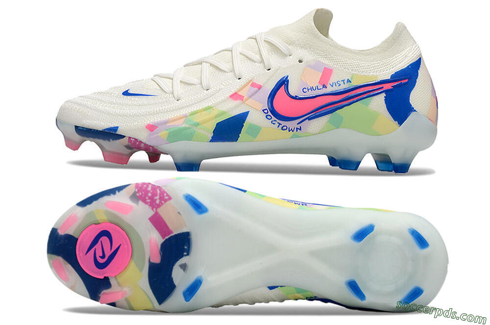 Nike Phantom Luna Elite NU FG Low-Tops Football Boots - Beige/Blue/Yellow/Pink 0