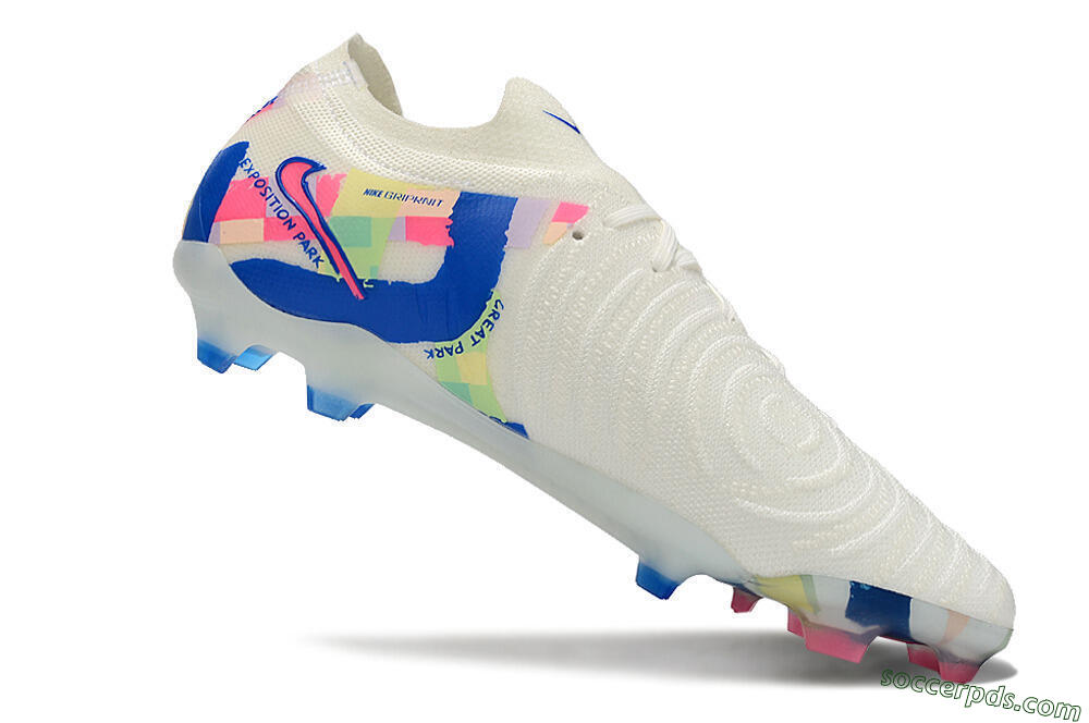 Nike Phantom Luna Elite NU FG Low-Tops Football Boots - Beige/Blue/Yellow/Pink 4