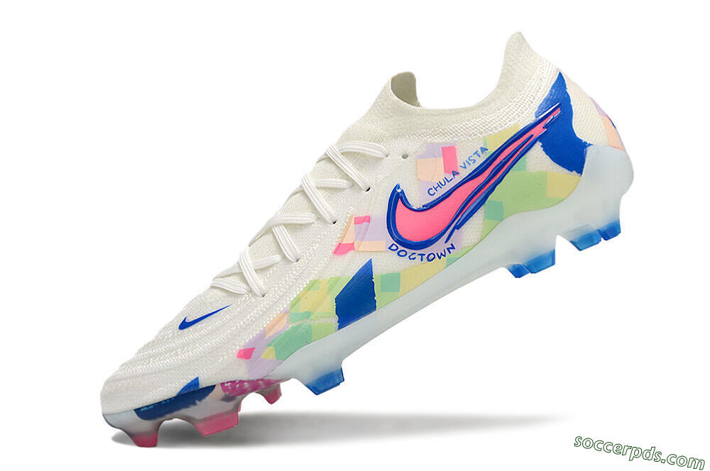Nike Phantom Luna Elite NU FG Low-Tops Football Boots - Beige/Blue/Yellow/Pink 5