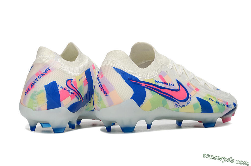 Nike Phantom Luna Elite NU FG Low-Tops Football Boots - Beige/Blue/Yellow/Pink 6